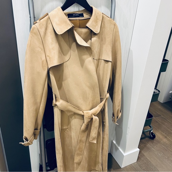 Zara long belted coat in camel - Picture 6 of 10